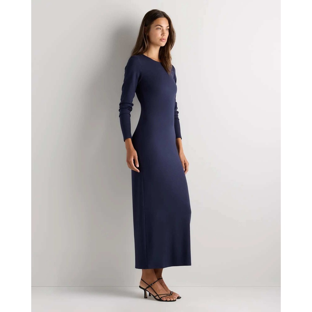 Quince Tencel Knit Long Sleeve Maxi Dress Navy Blue NWT Medium